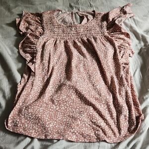 Floral Ruffle Sleeve Top